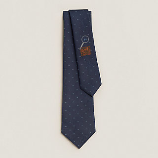 【美品】HERMES エルメス ネクタイ 市松模様刺繡 シルク 裏Hロゴ 水色 シルクタイ 7 cm 《マグニファイングH》 - ブルー | Hermès - エルメス
